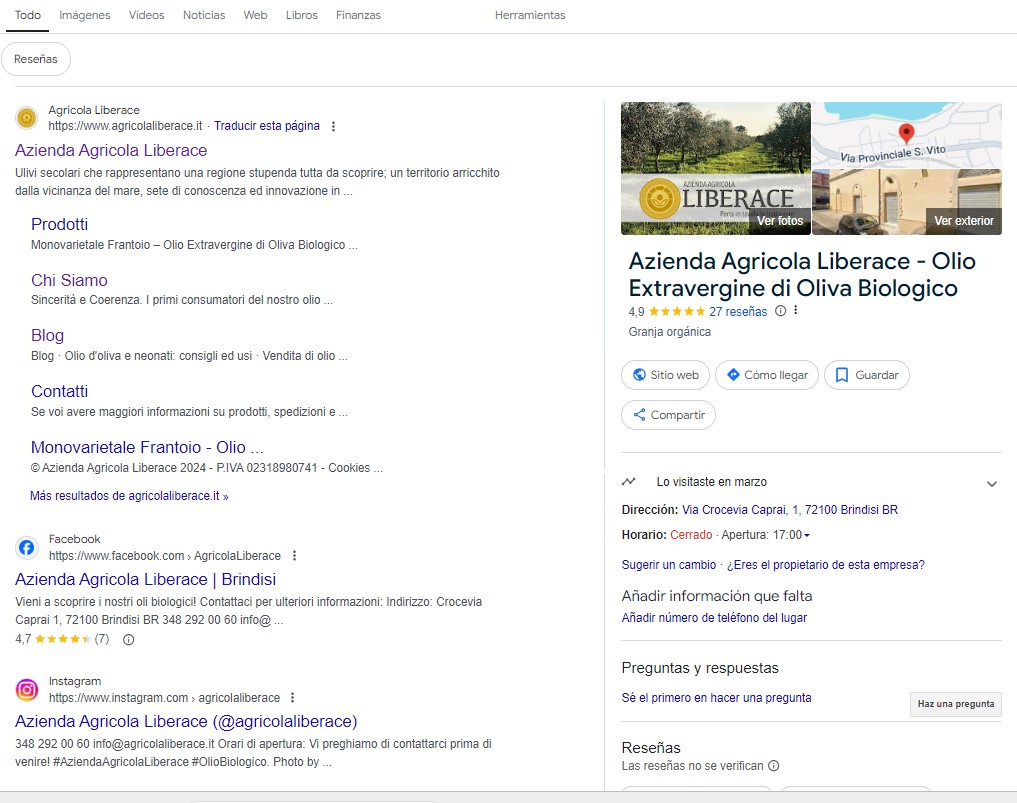 Sviluppo sito web per Azienda Agricola